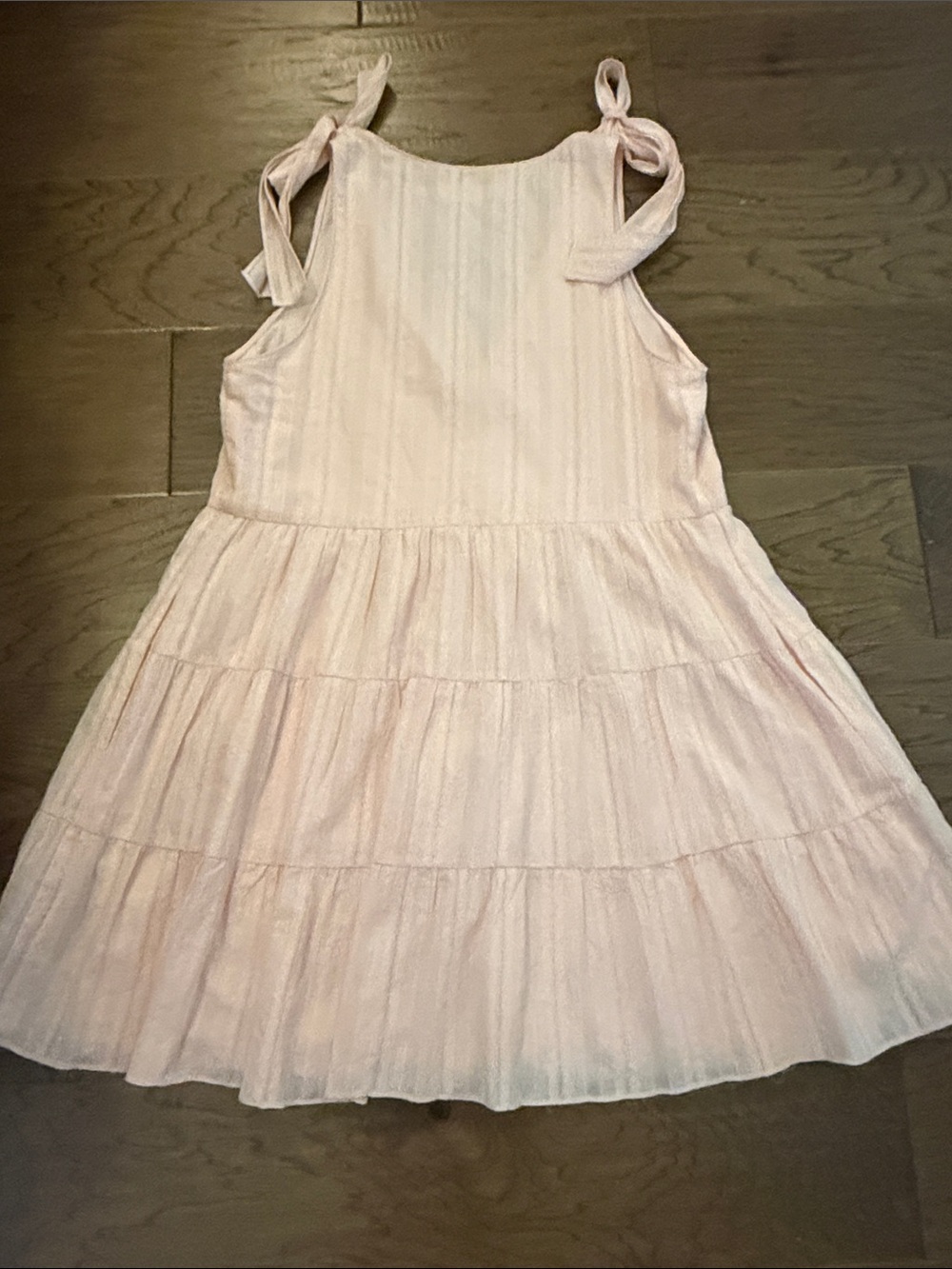 Amanda Uprichard Pruitt Pale Pink Tie-Shoulder Tiered Sundress M - Picture 11 of 11